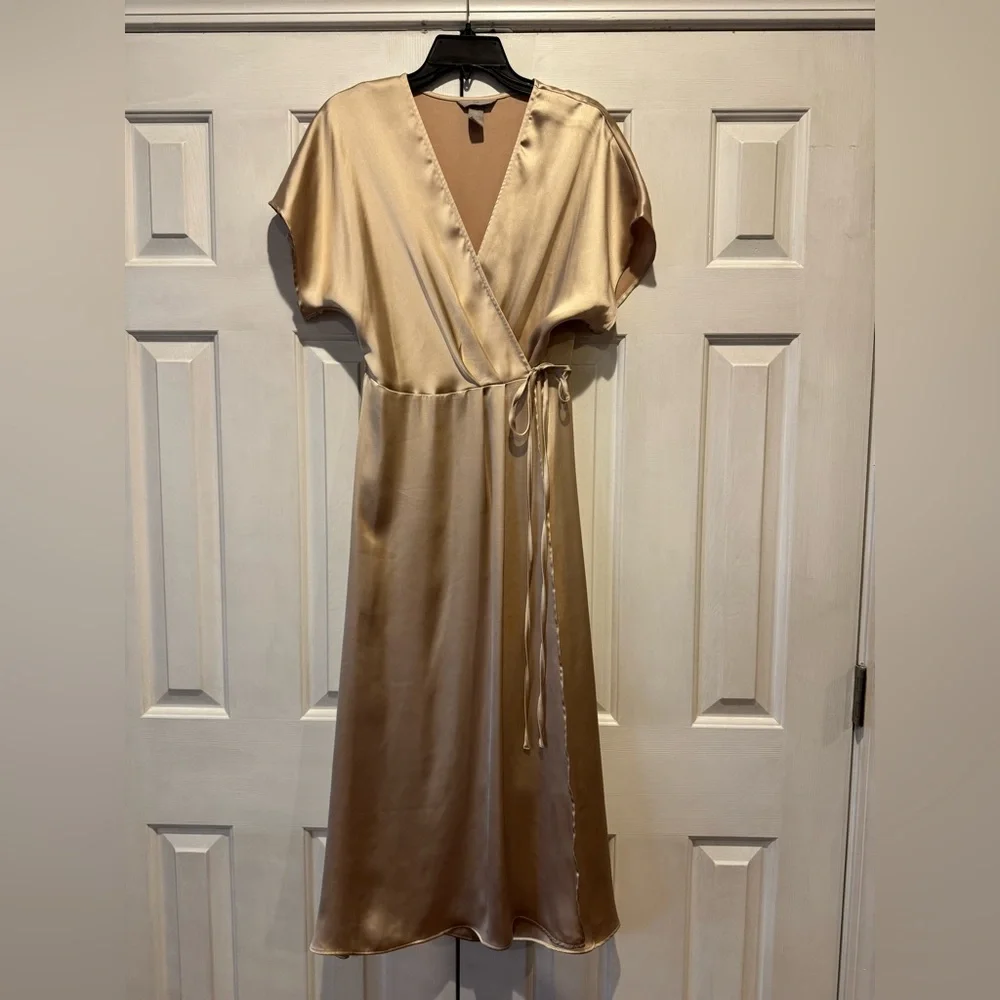 Elegant Satin Wrap Dress - Picture 1 of 4